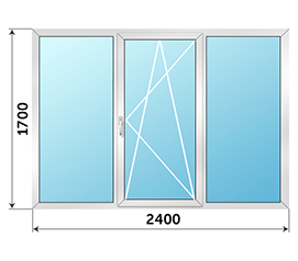 Алюминиевое окно на лоджию NEWTEC 2400x1700