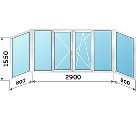 Алюминиевое окно на балкон ALUTECH 4500x1550