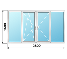 Алюминиевое окно на балкон ALUTECH 2800x1600