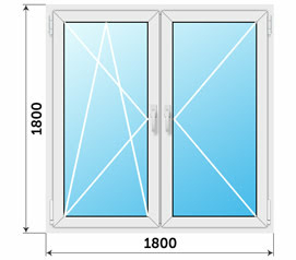 Окно из профиля ALUTECH 2 створки 1800x1800