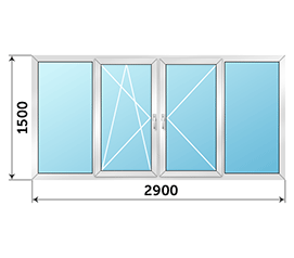 Алюминиевое окно на лоджию ALUTECH 2900x1500