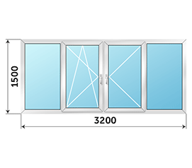 Алюминиевое балконное окно ALUTECH 3200x1500