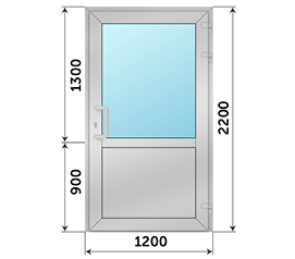 Одностворчатая дверь со стеклом SCHÜCO 1200x2200