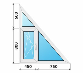 Треугольное окно ALUTECH со створкой 1200x1400