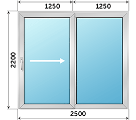Полуторная дверь остекленная SCHÜCO 2500x2200