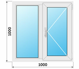 Окно NEWTEC 1000x1000 на две створки