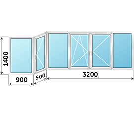 Алюминиевое окно на лоджию ALUTECH 4600x1400