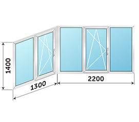 Алюминиевое окно на балкон ALUTECH 3500x1400