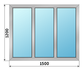Трехстворчатое окно SCHÜCO 1500x1200