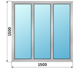 Трехстворчатое окно SCHÜCO 1500x1500