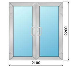 Двухстворчатая дверь остекленная SCHÜCO 2100x2200