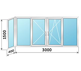 Алюминиевое окно на лоджию ALUTECH 3400x1500