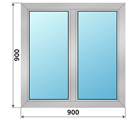 Двухстворчатое окно ALUTECH 900x900