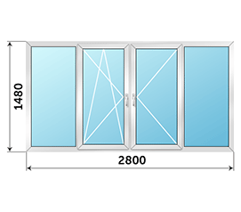 Алюминиевое окно на балкон NEWTEC 2800x1480