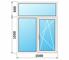 Пластиковое окно 1500x1900 с фрамугой