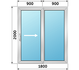 Полуторная дверь остекленная SCHÜCO 1800x2000