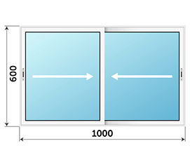 Двухстворчатое окно ALUMARK 1000x600
