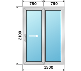 Полуторная дверь остекленная Realit 1500x2100
