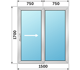 Полуторная дверь остекленная СИАЛ 1500x1700