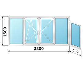 Холодное окно на лоджию раздвижное ALUTECH 3800x1500
