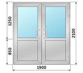 Двухстворчатая дверь со стеклом СИАЛ 1900x2100