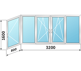 Холодное окно на балкон распашное ALUTECH 4000x1600