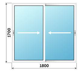 Двухстворчатое окно ALUMARK 1800x1700